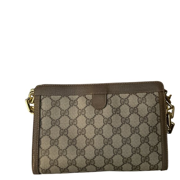 Converted GUCCI Vintage GG Sherry Line PVC Leather Green & Red Clutch Bag - Picture 8 of 12